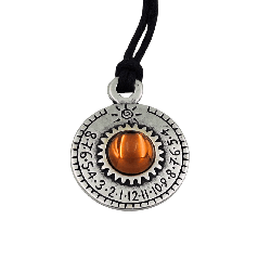 Sidabruotas pakabukas - saulės laikrodis „Saturnas“ su Bohemijos krištolu