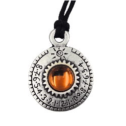 Sidabruotas pakabukas - saulės laikrodis „Saturnas“ su Bohemijos krištolu