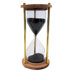 Zalvarinis smelio laikrodis 5 min su mediniu pagrindu OriginaliosDovanos