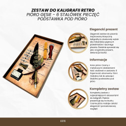 Prabangus kaligrafijos rinkinys su plunksnakočiu ir vaško antspaudu