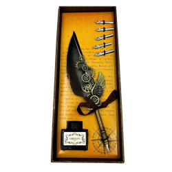 Steampunk Kaligrafijos Rinkinys su Plunksna „Vintage Gear“