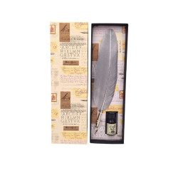 Kaligrafijos rinkinys „Sidabrinė Žąsies Plunksna“ – rašiklis su antgaliu ir juodu rašalu