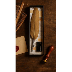 Kaligrafijos Rinkinys „Auksinė Plunksna“ | Rašiklis + Juodas Rašalas