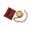 Brass Compass on Chain – Žalvarinis kompasas odiniame dėkle