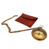 Brass Compass on Chain – Žalvarinis kompasas odiniame dėkle