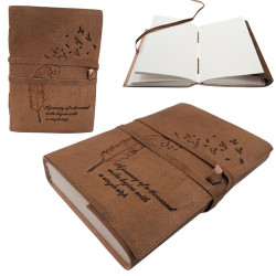 Vintažinė natūralios odos užrašinė su įrašu „A journey of a thousand miles…” (200 psl.)